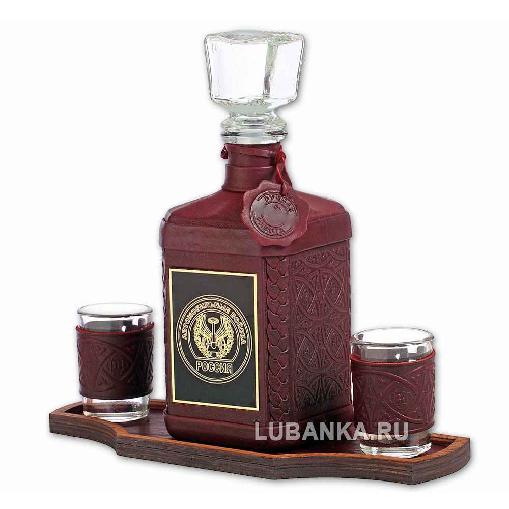Набор для водки «Автомобильные войска» бордовый